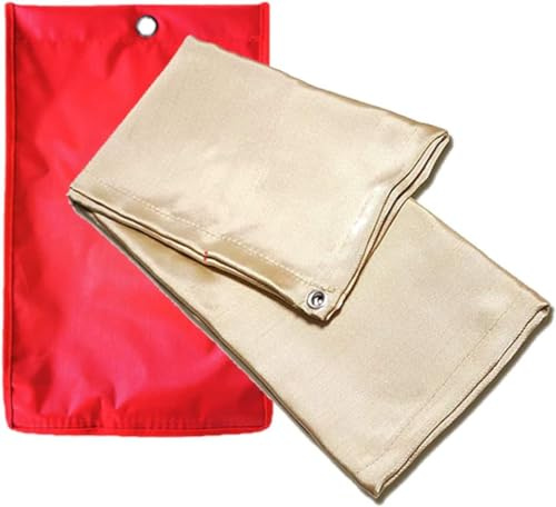 Yosugi Löschdecke Küche Feuerlöschdecke -Feuerdecke gemäß DIN EN 1869:2019 Sicherheit Glasfaser Brandschutzdecke für Fettbränd,Camping&Auto,Schule,Kamin, Büro,Garage,Schweißen,Lager,Grill (1.2mx1.2m)