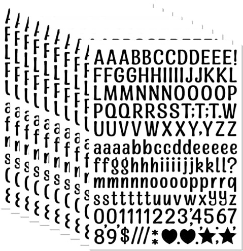 10 Sheets 0.5 Inch Self Adhesive Vinyl Letter Number Stickers Kit for Kids Mailbox Suitcase Guitar Water Bottle Laptop Guitar Phone Case Scrapbooking, Letters Black