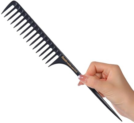 PERFEHAIR Wide Tooth Rat Tail Comb for Parting Hair - Thick, Durable Bakelite Comb | Long Handle & Smooth Teeth | Anti-Static, Heat Resistant for Styling Wigs, Extensions & Curls