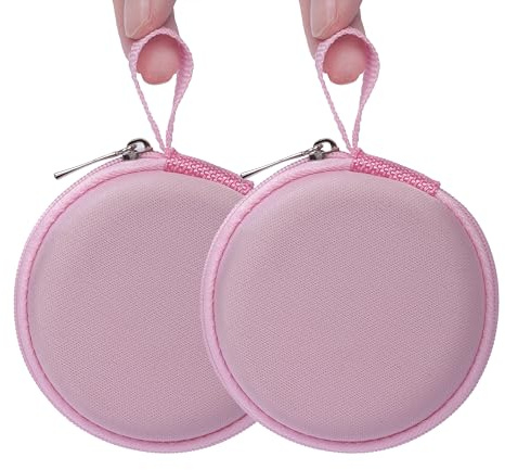 Ginsco Mini-Portable Hard Shell Earbuds Case for Apple EarPods Headphones USB-C Wired Ear Buds/Samsung Galaxy Wired Earbuds/JBL Endurance Run 2, Travel Case for Earphones and Earplugs (2, Pink)