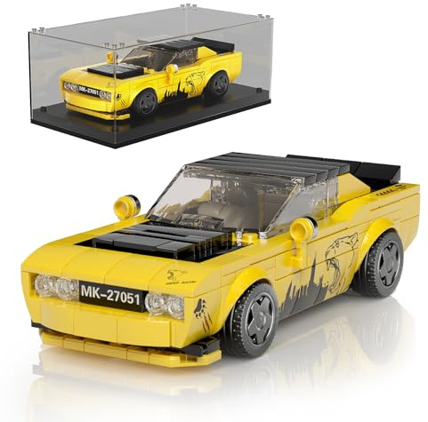 Mould King Technik Speed Champion Auto Bausteine SRT Sportwagen Klemmbausteine Rennwagen Bauspielzeug mit Acryl Vitrine Modellautos zum Sammeln (368 Teile)