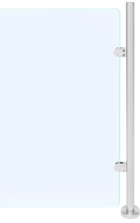 Postes de acero inoxidable 316 de 110 cm, valla de alta calidad con 2 abrazaderas de cristal, barandilla de cristal para balcones, para exteriores, barandillas centrales y esquineras, para vidrio de