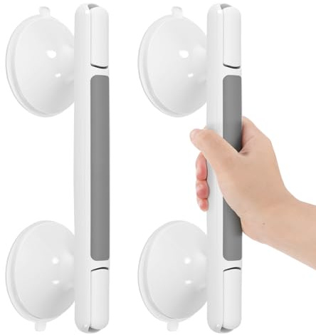 Eikuavons 2 asideros para personas mayores, máx. 110 kg, sin agujeros, 32 cm, con ventosa, mango de ducha extraíble, para baño, bañera, ducha, asas de seguridad