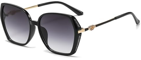 LOJUDI Sonnenbrille Damen Groß - Trendy Schmetterlingsästhetik Rahmen Großer Eckig Frauen Brille mit UV Schutz