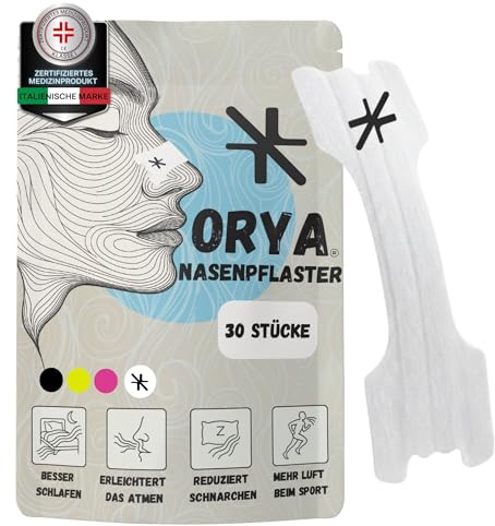 ORYA, 30 Tiras Nasales Antirronquidos y Deportivas, Dilatador Nasal para Mejor Respirar, Reduce los Ronquidos, Blanco