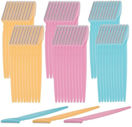 60 Pièces Rasoir Visage Femme, Dermaplaning Visage, Rasoir Sourcil, Eyebrow Razor, Lames Pour Sourcils, Rasoirs Facial pour Femme et Homme, pour les Sourcils et le Visages