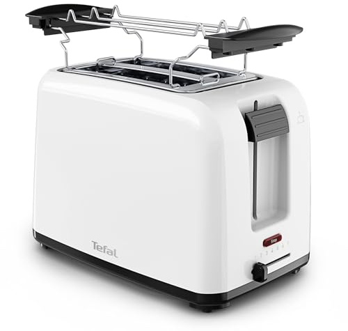 Tefal - Vita - Grille-pain 2 fentes avec chauffe-viennoiseries - Blanc | Grille-pain pour petit-déjeuner familial - 7 niveaux de dorage - Fentes extra-larges - Levier de surélévation