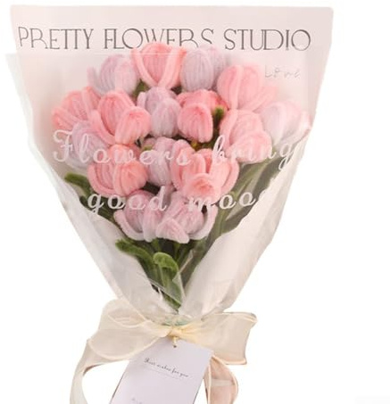 Tulipe torsadée réaliste DIY Kit pour décoration de mariage et festival avec matériau doux au toucher pour des motifs floraux naturels (rose)