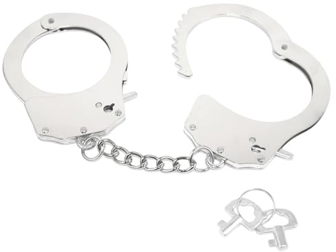 Polizei Handschellen aus Metall, Handschellen Metall Spielzeug mit Schlüssel, Spielzeug Handcuffs, für Rollenspiel, Kostümzubehör, Mottoparty, Fasching und Karneval