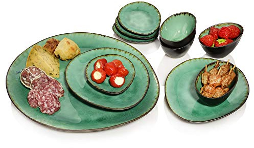 Sänger | Servierplatten Set Palm Beach, 11-teiliges Set aus Steingut, Servierteller, Schalen, Vintage Design | PREMIUM COLLECTION