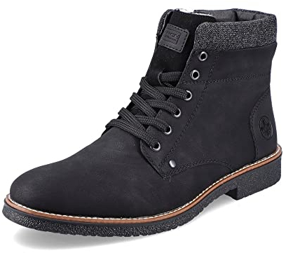 Rieker Herren Schnürstiefeletten 33640, Männer Stiefeletten,halbstiefel,Kurzstiefel,uebergangsschuhe,uebergangsstiefel,schwarz (01),45 EU / 10.5 UK