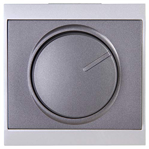 Kopp Malta anthrazit, Universal-Dimmer mit Druck-Wechsel-Schalter für LED, Phasenan- und Phasenabschnitt, LED 3-100 Watt, Glühlampen 10-250 Watt, 846250085