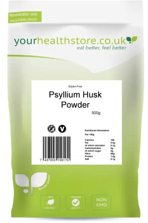 yourhealthstore Psyllium Husk Powder 500g, Extra High Purity, Non Contaminated, No Pesticides, Fine Powder, Gluten Free, Vegan, (Recyclable Pouch)