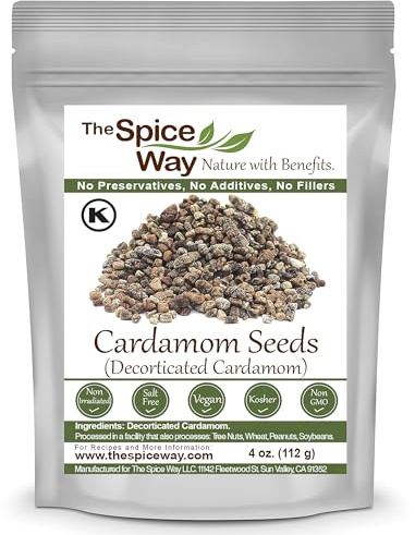The Spice Way Cardamom Decorticated 4 oz Premium Green Cardamom Seeds