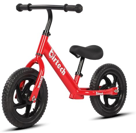 Birtech Balance Bike for 2-5 Years Old Kids 12 Inch Toddler Balance Bike Kids Indoor Outdoor Toys No Pedal Training Bicycle with Adjustable Seat Height, Red