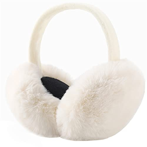 Lifup Damen Winter Ohrenwärmer Kunstfell Plüsch Ohrenschützer Einstellbar Ohrenschutz Weiß 1
