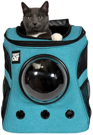 Your Cat Rucksack The Fat Cat Katzenrucksack für größere Katzen,Aqua,Haustier-Tragetasche für Reisen und Wandern,mit Blasenbefestigung, Seitentaschen und verstellbaren Gurten
