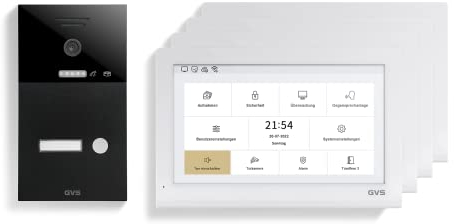 GVS - IP Video Türsprechanlage mit Türöffner, HD Kamera, 4X 10 Zoll Monitor & App - Smarte Video Türklingel mit Kamera & Gegensprechanlage für 1 Familienhaus (AVS5404U)