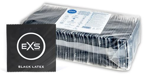 EXS Schwarze Latexkondome (100er-Pack) Normale Passform, hochwertiges Latex mit nicht spermizidem Gleitmittel, mit Reservoir, PETA-zertifiziert, 3 Jahre haltbar – CE-gekennzeichnet, Deutsch entwickelt