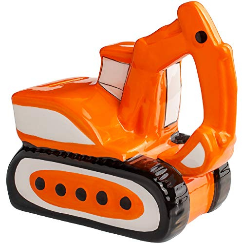 alles-meine.de GmbH große Spardose - Bagger - 14 cm - mit Verschluss - stabile Sparbüchse - aus Keramik/Porzellan - für Kinder & Erwachsene/Sparschwein/lustig witzig Geldge..