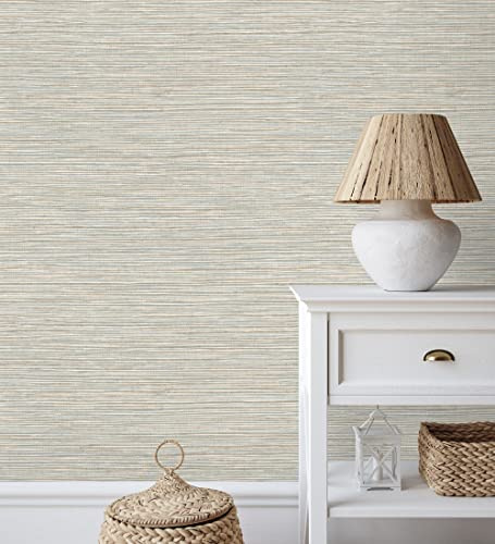 GAULAN 681836 - Papel pintado vinílico ecológico con textura de fibras de cáñamo fondo verde agua claro para pared salón cocina baño pasillo comedor - Rollo de 10 m x 0,52 m