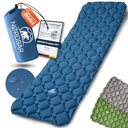 NORDBÄR® Isomatte aufblasbar, Ultraleicht, kleines Packmaß, mit/ohne Kissen