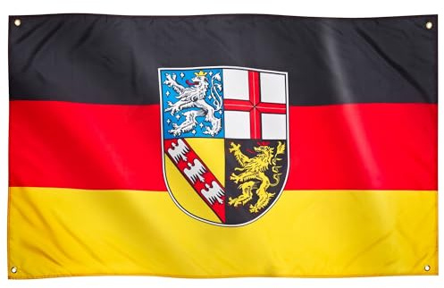Runesol Saarland Flag, 91x152cm, 3ft x 5ft, Bandera de Saarland, 4 Ojales, Ojales en cada esquina, Bandera de Saarländer, Región Alemana, Banderas Premium, Interior, Exterior, Colores vivos