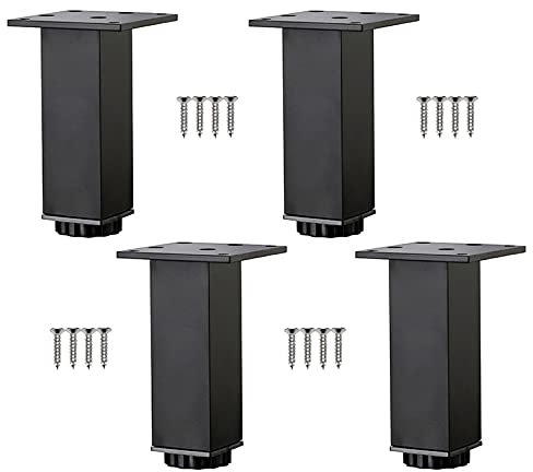 NVeeus Tischbeine, Möbelbeine, Sofabeine, 4 Stück, Modernes Design, Schrankbeine, Höhenverstellbare Möbelfüße, Aluminium-Tischbeine, Diy-Küchen- Und Badezimmer-Ersatzbeine/Black/35Cm/13.78In