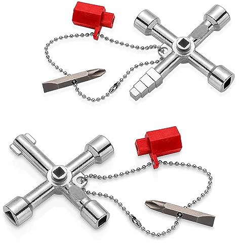 mizikuu Chiave Multifunzione a 4 Punte, 2 Pezzi Chiave Multifunzionale Universale In Lega Zinco Tasto Croce Triangolo Quadrata Chiave Per Contatori Acqua Ed Elettricità, Rubinetto, Ascensori Ecc