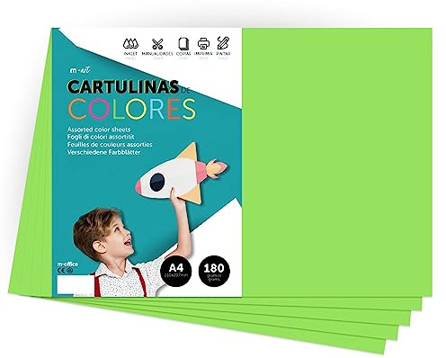 Farbkarton, A4-Farbkarton, intensive Farben, 180 g, für Bastelarbeiten, Drucken Sie Ihre Dokumente und kreativen Designs, Farbfolien A4 · m-office (25 Blätter, grün)