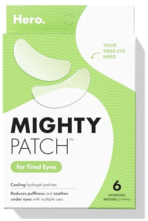 HERO COSMETICS Mighty Patch™ for Tired Eyes Patches - Soothing Hydrogel Patches - Awakens and Visibly De-puffs Undereyes with Multiple Applications (6 Count)