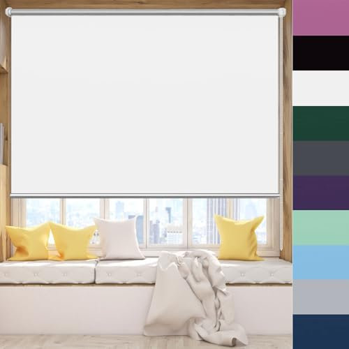 Doppelrollo Klemmfix Ohne Bohren 35 x 70 cm Blickdicht Hitzeschutz Sonnenschutzrollo Fensterrollo inkl Montagematerial für Fenster und Tür, Weiß
