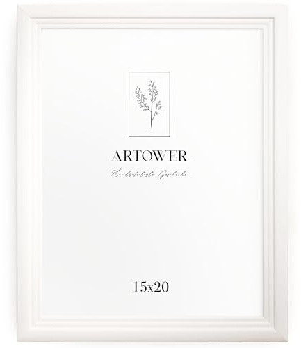 Artower® Bilderrahmen Vintage Weiß Holz Rahmen für 15 x 20 cm | Posterrahmen Groß für Collage | Picture Frame Vintage White Wood 15x20 cm | Retro Schmal Bilderrahmen | Weiß Poster Rahmen