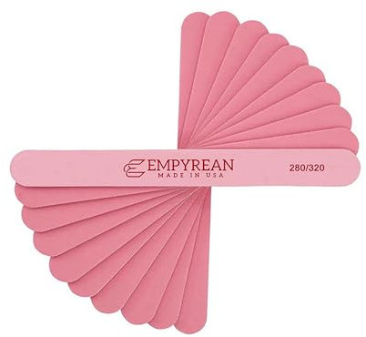 Empyrean Premium Nail Files | Made in USA | Fine 280/320 Extra Fine | Disinfectable Washable Reuseable | Pink Cushion File