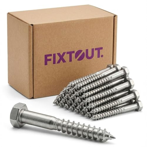 Lot de 100 Tirefonds en acier inoxydable A2 - DIN 571 - Tête Hexagonale - Diamètre 8 mm - Longueur 100 mm - Diamètre 8 mm