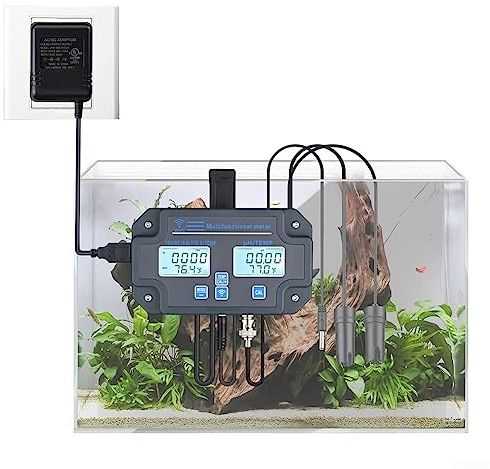 Wasserqualitätsmessgerät Hochpräzise, WLAN 6 in 1 PH EC Temp Meter Wasserqualitätstester, PH Messgerät Pool Tester, Wasserqualitätsprüfer Arbeit für Tuya APP für Trinkwasser, Aquarium, Hydroponik(EU)