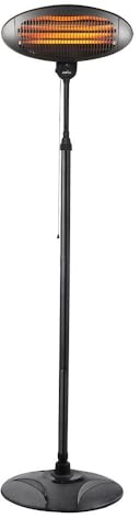 Calefactor Exterior Cuarzo Austral 2000w Negro C/pie 3elem.3pot.ip34 Orientable y giro 360º Regx50,5x50 Cm