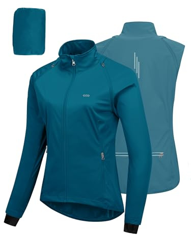 33,000ft Fahrradjacke Damen Wasserdicht Atmungsaktiv Sommer UV-Schutz Leicht Fahrradweste mit Abnehmbaren Ärmeln Fahrrad Reflektierend Regenjacke Frauen