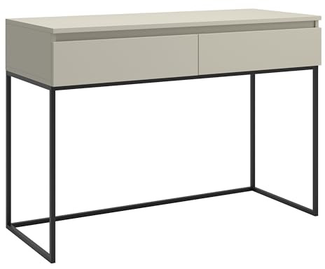 Selsey Schreibtisch Computertisch Bürotisch Mit 2 Schubladen Metallrahmen 120 x 50 x 80 cm Taupe Mit Schwarzen Beinen