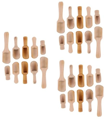 TOPBATHY 30 Piezas pequeña cuchara de madera granos de mini cucharillas cucharita de madera utensilios para servir plastilina cuchara de sal de de cocina