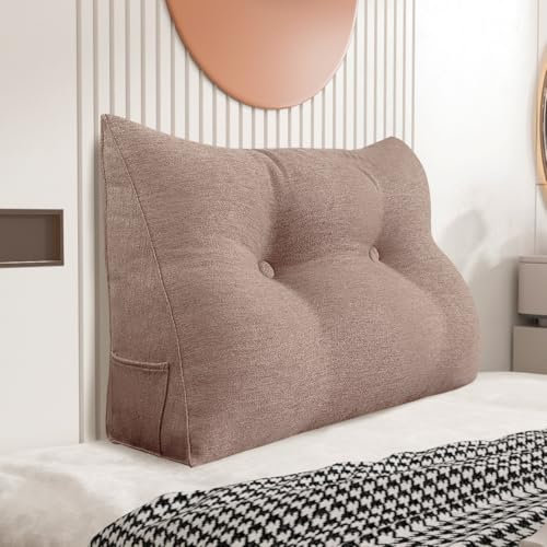Johnear Rückenkissen Keilkissen Bett Lesekissen，Rückenlehne Kissen für Sofa Lendenkissen Bettkopfteil, Großes Dreieckige Bettkeil Bücherkissen Stützkissen (Dunkelpink，80cm)