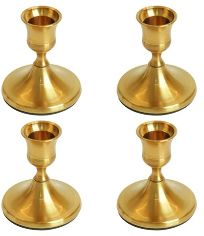 KRIPINC Vintage 4PCS Metall Kerzenständer Gold für 2.2cm Stabkerzen | Vintage Deko Kerzenhalter für Wohnzimmer, Esstisch, Hochzeit, Dinnerparty, Taufe, Advent, Halloween & Weihnachten Dekoration