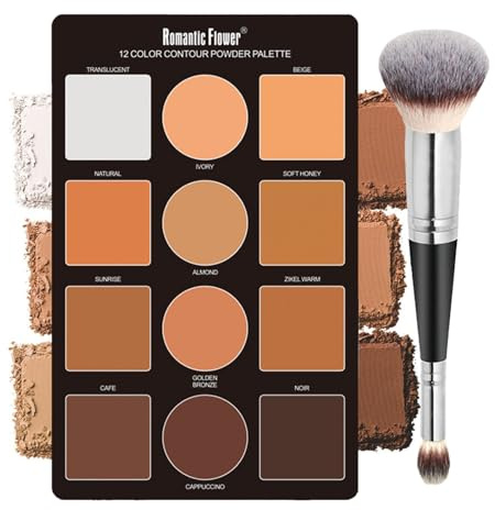 JasCherry Contour Palette, 12 colori di contorno illuminante polvere correttore con pennello a doppia testa, regali di trucco per le donne, A