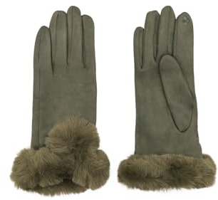 QUEEN HELENA Guanti Invernali Caldi Scamosciati Morbidi Touch Screen Eleganti Donna G03 Militare