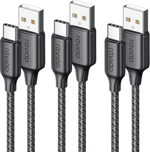 RAVIAD Cavo USB Type-C, Cavo USBA a USBC 3.1A Ricarica Rapida [3Pezzi 2M] Cavo USB Tipo C QC3.0 Cavo USBC to USB per iPhone 16 15ProMax Galaxy S24 S23 S22 Note20 Xiaomi P60 P50 Pixel iPad Realme