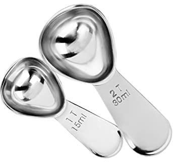 ABOOFAN Juego De 2 Cucharas Medidoras De Café Acero Inoxidable, Mini Tamaño De 15 Ml y 30 Ml, Precisión Doble Escala, Para Uso Cocina, Hogar y Oficina