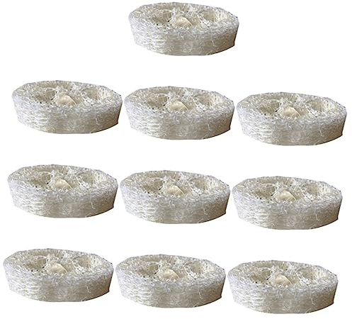 10pcs Beige Loofah Dish Washing Sponges for Kitchen Cleaning | Natural Loofah Material, Good Water Absorption, Doesn't Absorb Smell, Household Cleaning Pack