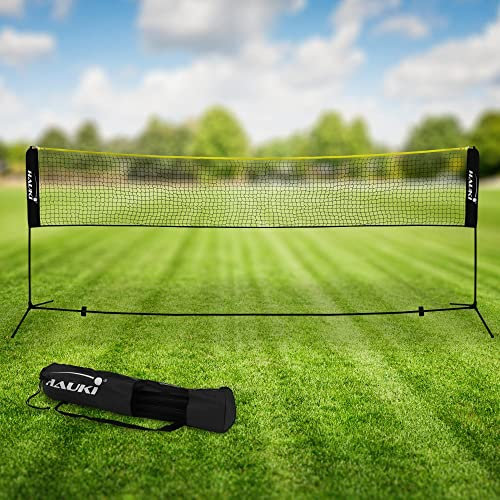 Hauki badmintonnät, tennisnät 400cm, svart, H156cm, badmintonnät set inkl. 3x shuttlecocks, transportväska, robust järnram, bärbart volleybollnät, träningsnät inomhus & utomhus, trädgård
