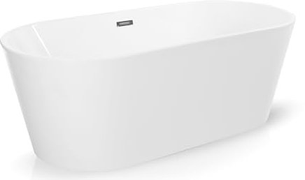 Modernt fristående badkar, oval akryl badkar, vit