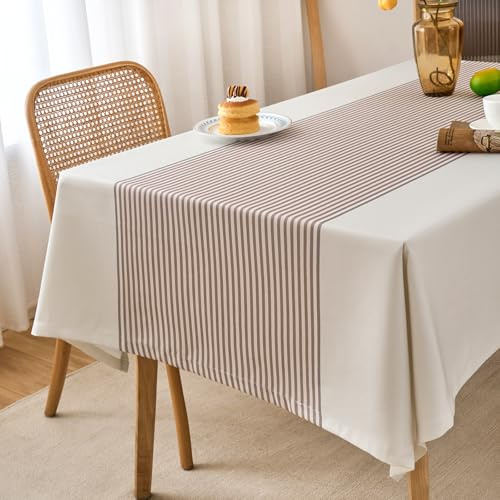 Arwllzz Mantel Mesa Rectangular Antimanchas Impermeable Lavable Blanco Marrón Mantel Hule Vintage Toalha de Mesa Decorativo para Cocina Comedor Exterior Cumpleaños Buffet 140 x 190 cm